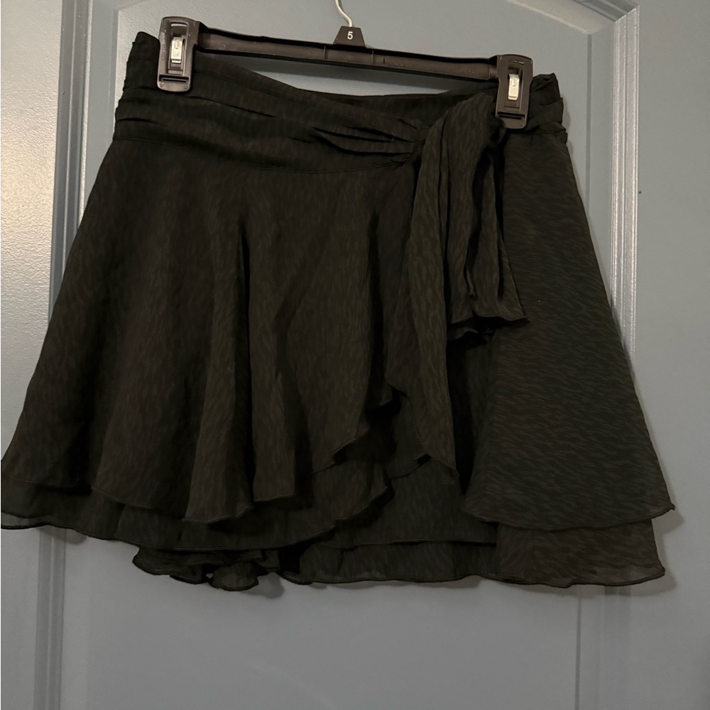 Aerie Black Skater Mini Skirt with Tie Front